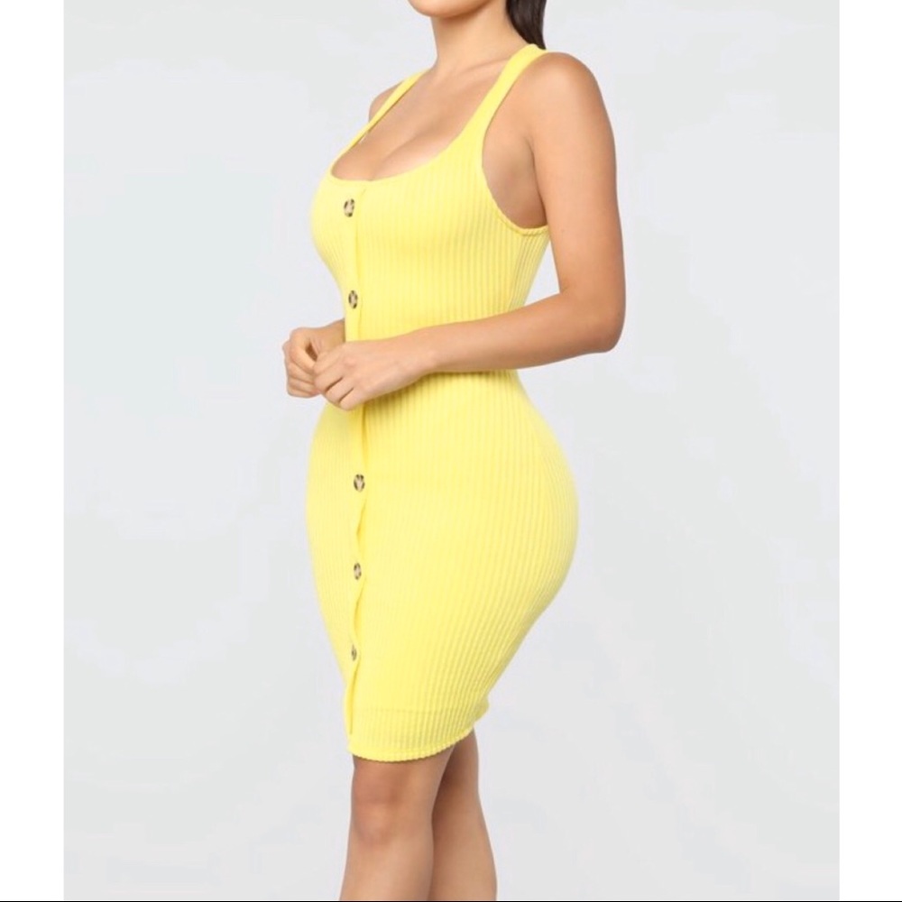 NWT FashionNova Yellow Ribbed Mini Dress